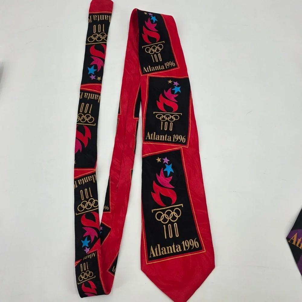 OLYMPIC GAMES TIES LOT OF 3 VINTAGE 90S NEW BUNDLE USA ATLANTA COLLECTOR AMERICA